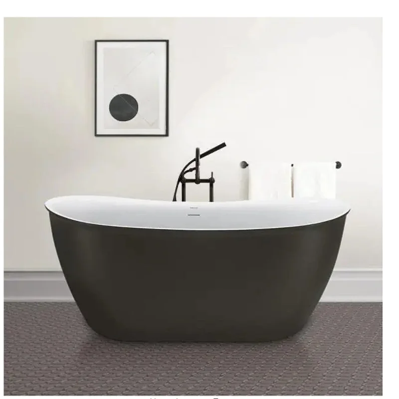 Minimalist 59 in. Freestanding Not Whirlpool Soaking SPA Tub, Gray