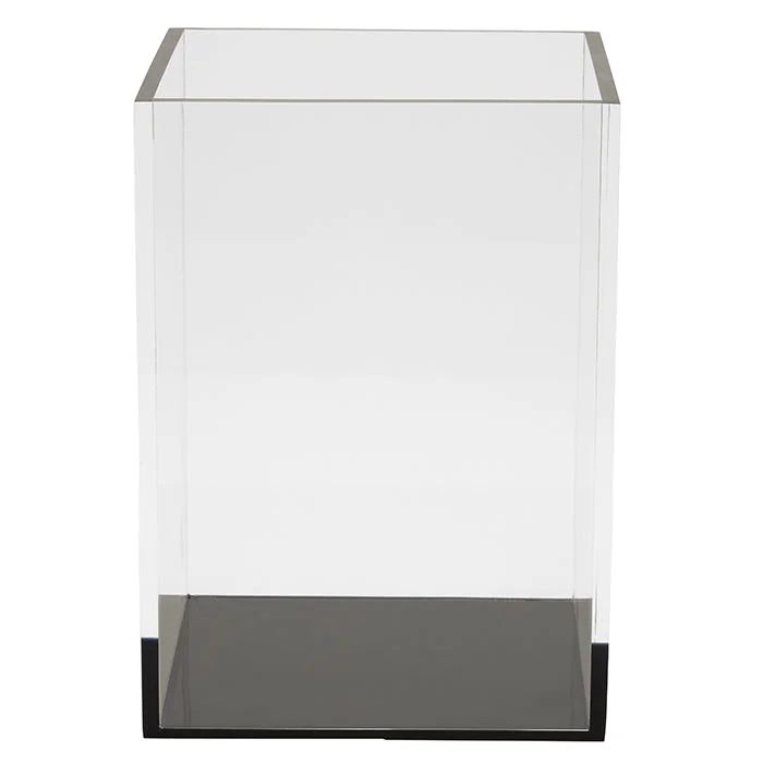 Monette Acrylic Square Waste Basket (Clear/Gray)