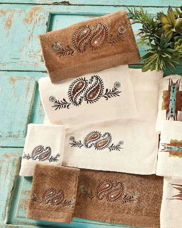 Paisley Embroidered Bathroom Towels