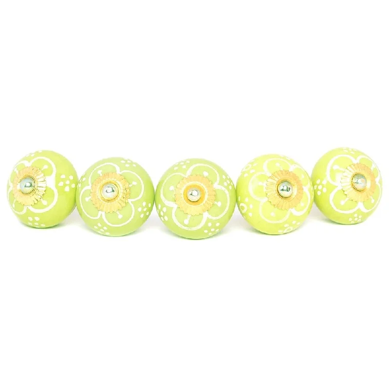 Parrot Green Ceramic Door Knob Sets Package Cabinet Drawer Pull Handles Furniture Decor Lots Set