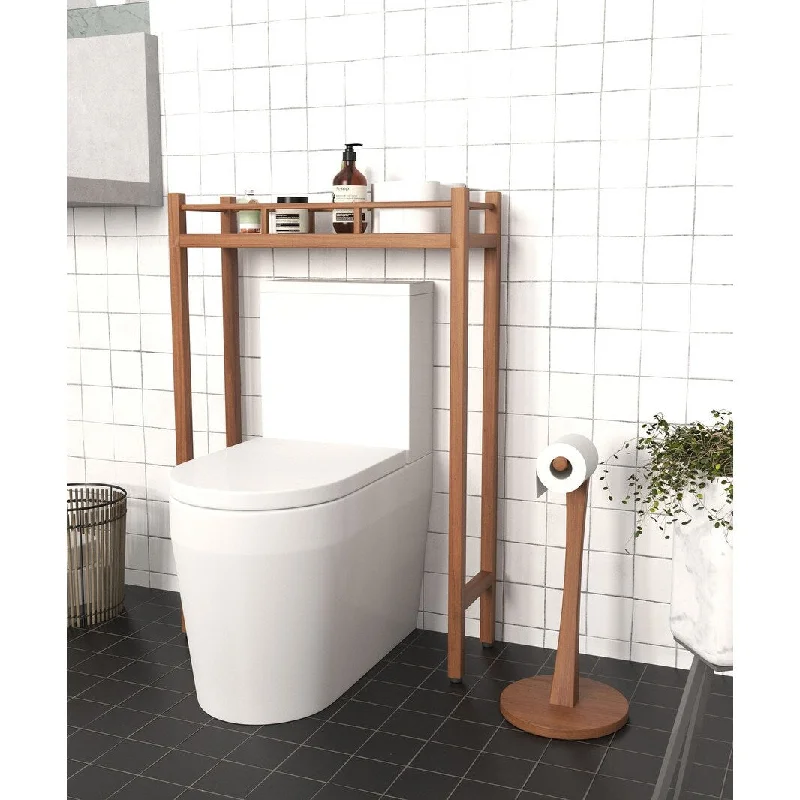 Patented Moa Teak Toilet Tissue Stand - Teak Oil