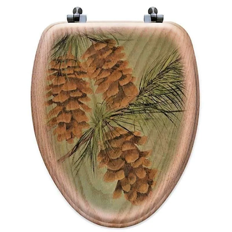 Pine Cone Art Oak Toilet Seat