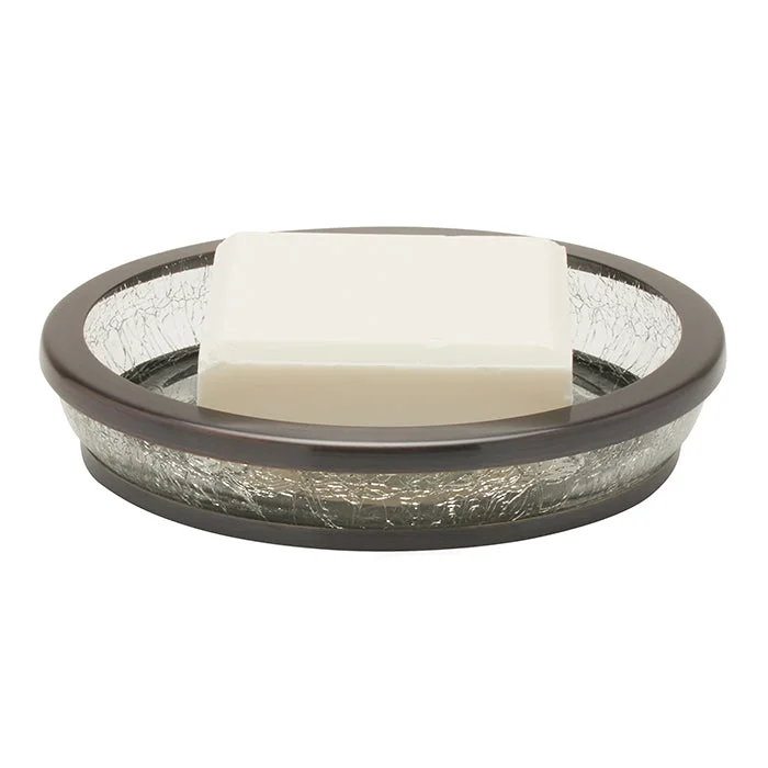 Pomaria Glass/Stainless Steel Soap Dish - Round (Dark Bronze)