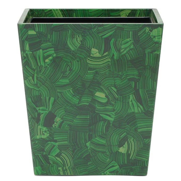 Porter Faux Malachite Rectangle Waste Basket