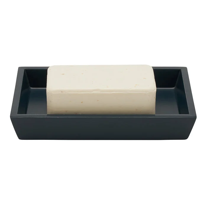 Quincy Lacquered Wood Soap Dish (Matte Navy)