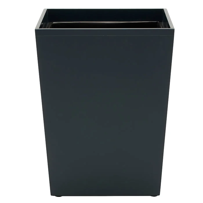 Quincy Lacquered Wood Square Waste Basket (Matte Navy)