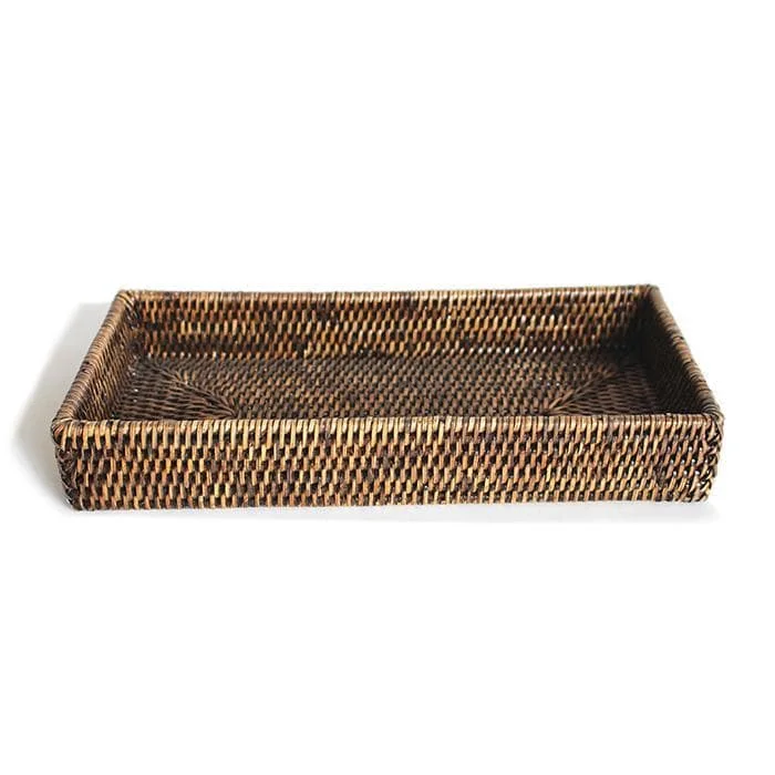 Rattan Bathroom Rectangular Tray Set/2