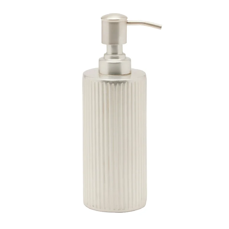 Redon Ribbed Metal Soap Dispenser (Matte Silver)