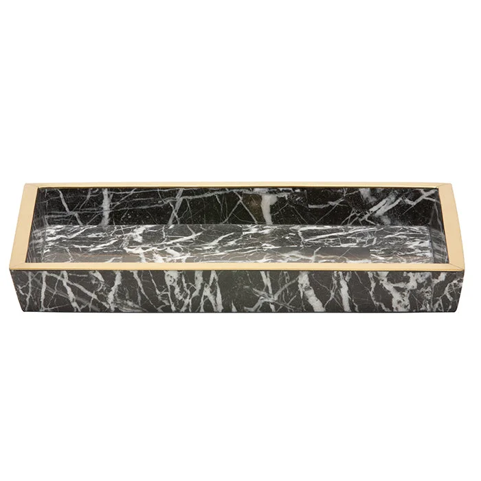 Rhodes Nero Marble/Brass Medium Tray