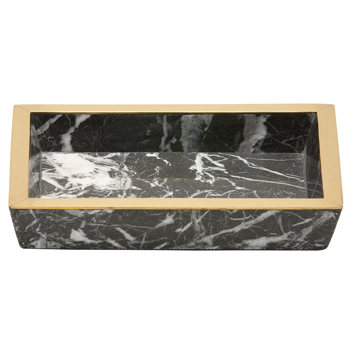 Rhodes Nero Marble/Brass Soap Dish