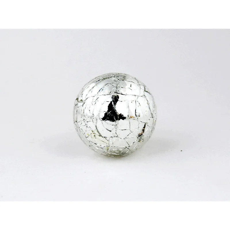 Round Silver Mercury Crackle Glass Cabinet Knobs (Set of 4)