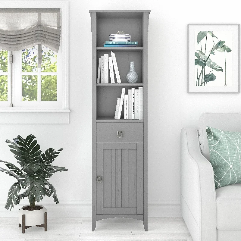 Salinas Tall Narrow Bookcase Storage Cabinet by Bush Furniture