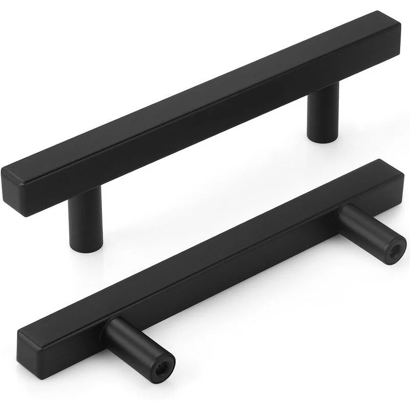 Square Cabinet Handles Matte Black Drawer Pulls