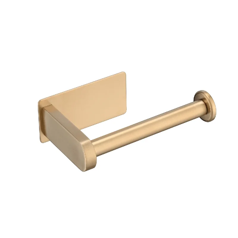 Stainless Steel Rustproof Adhesive Toilet Roll Holder no Drilling - Brushed Gold