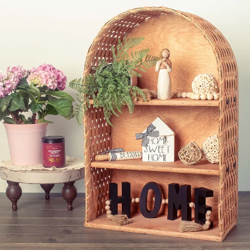 Tabletop Shelf Cabinet | Decorative Wicker Countertop Shelf