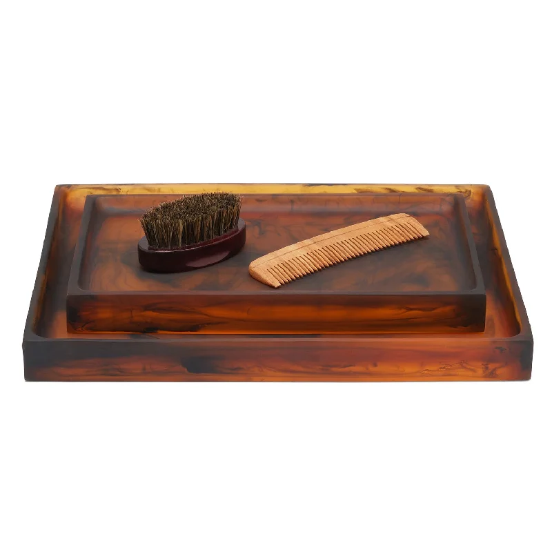 Tavira Swirled Resin Tray Set/2 (Amber/Black)