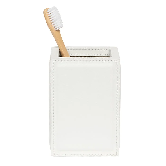 Tenby Faux Shagreen Brush Holder (Blanc)