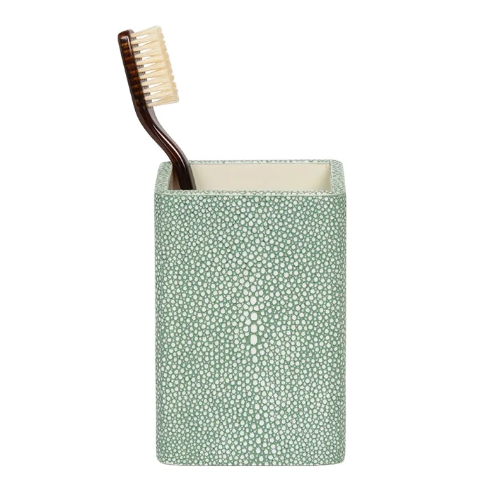 Tenby Faux Shagreen Brush Holder (Sage)