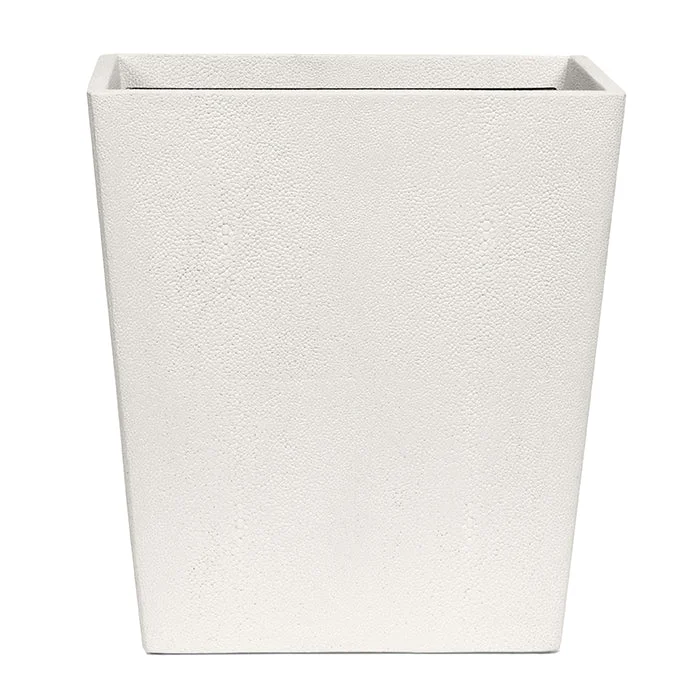 Tenby Faux Shagreen Rectangle Waste Basket (Blanc)