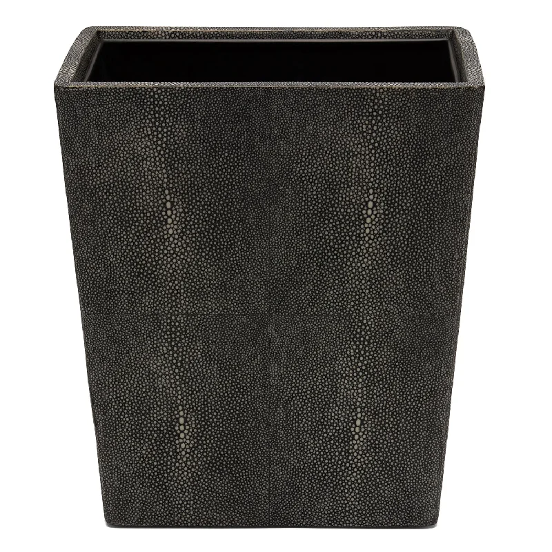 Tenby Faux Shagreen Rectangle Waste Basket (Dark Mushroom)