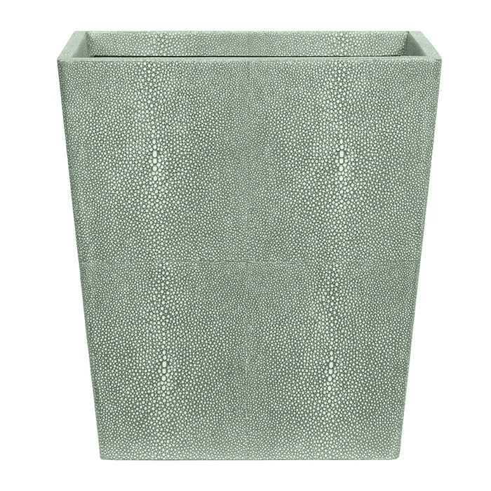 Tenby Faux Shagreen Rectangle Waste Basket (Sage)