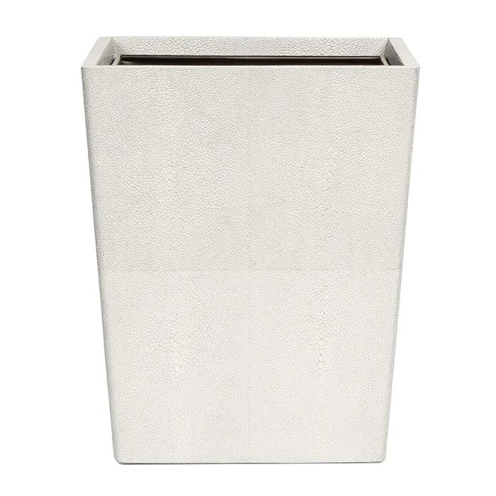 Tenby Faux Shagreen Square Waste Basket (Blanc)