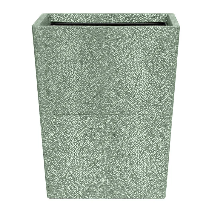 Tenby Faux Shagreen Square Waste Basket (Sage)