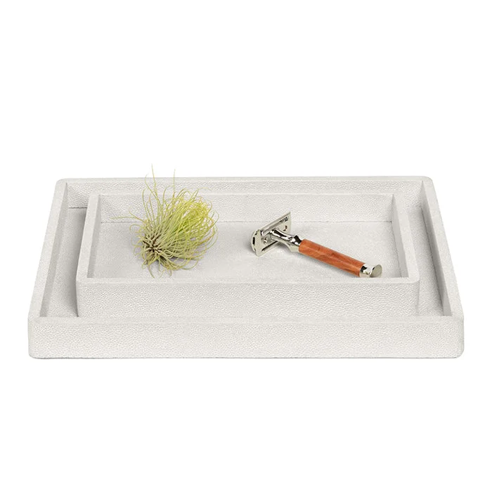 Tenby Faux Shagreen Tray Set (Blanc)