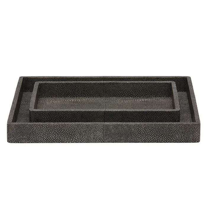 Tenby Faux Shagreen Tray Set (Cool Gray)