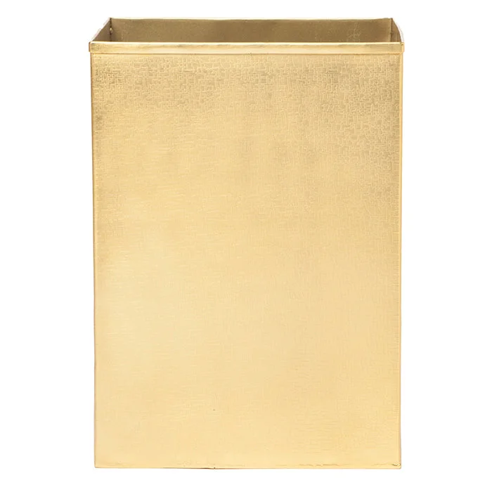 Tiset Gold Etched Stainless Steel Square Wastebasket