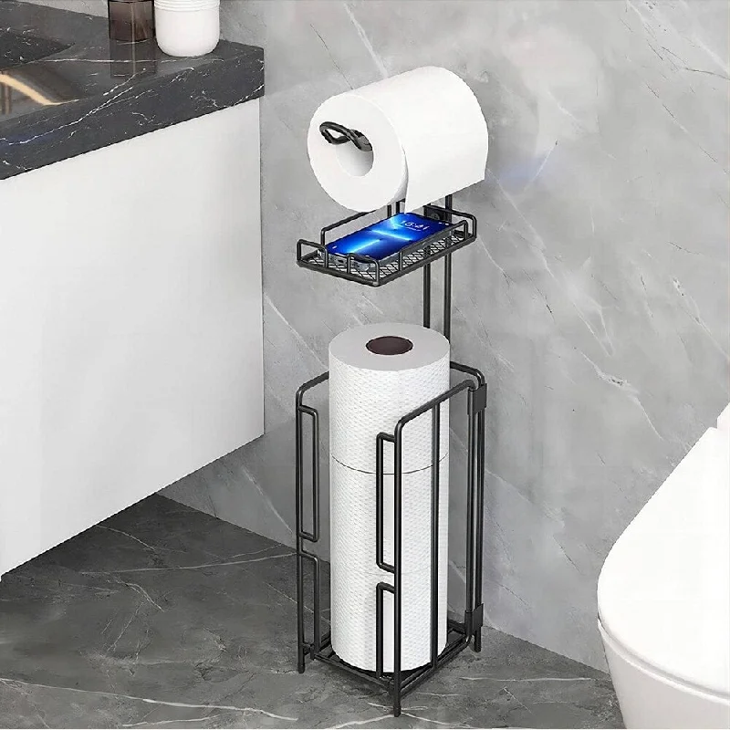 Toilet Paper Holder Stand, Free Standing Toilet Tissue Roll Holder