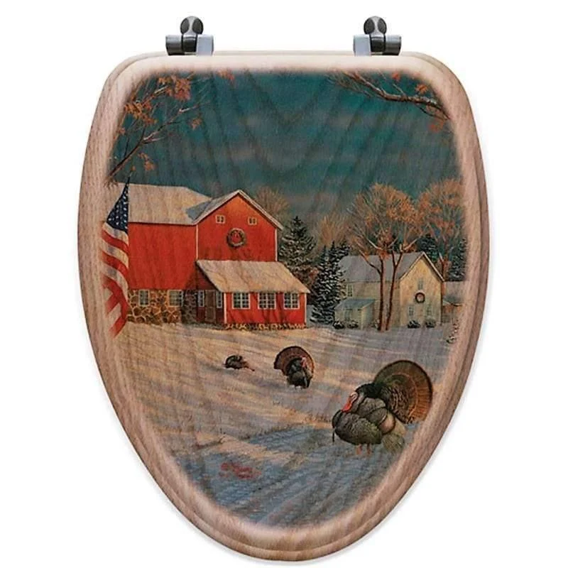 Turkeys & Farmhouse Oak Toilet Seat