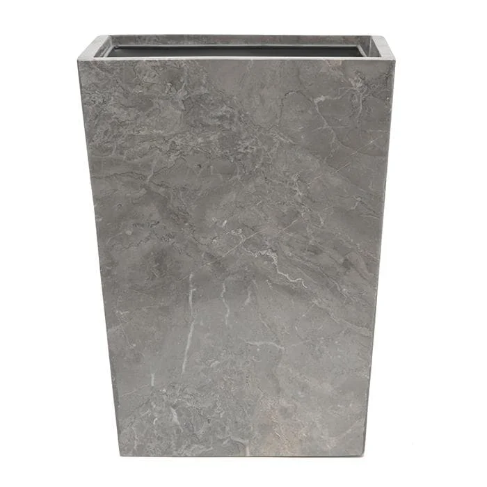 Veneto Gray Polished Marble Square Waste Basket