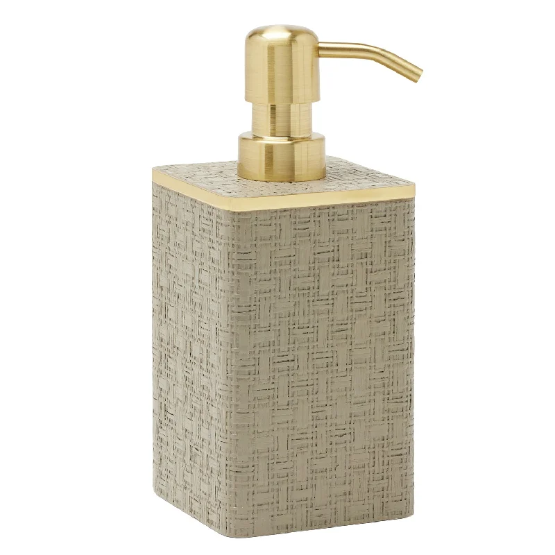 Veria Faux Rattan/Brass Soap Dispenser (Desert Taupe)