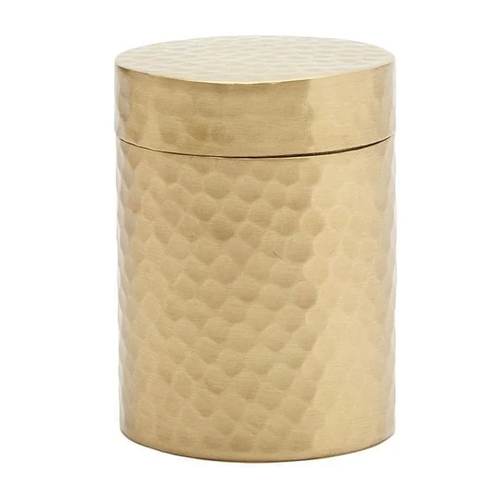 Verum Hammered Metal Narrow Canister (Antique Brass)