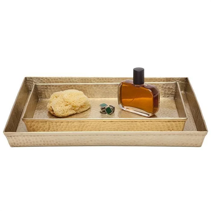 Verum Hammered Metal Tray Set - Antique Brass