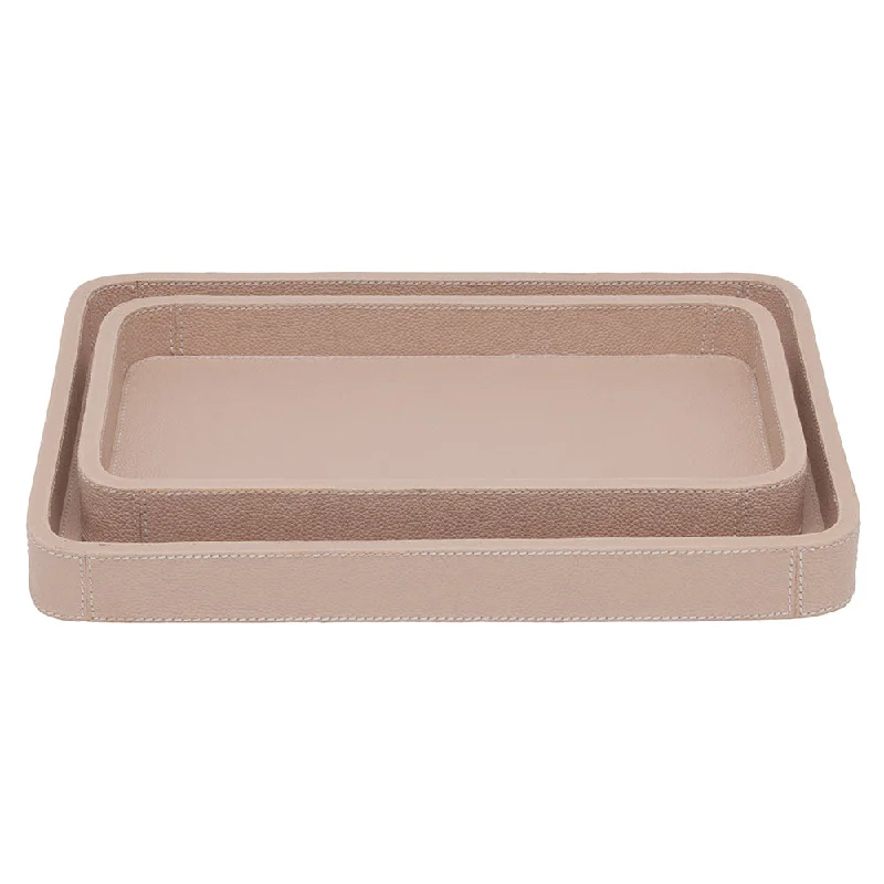 Victoria Full-Grain Leather Tray Set/2 (Dusty Rose)