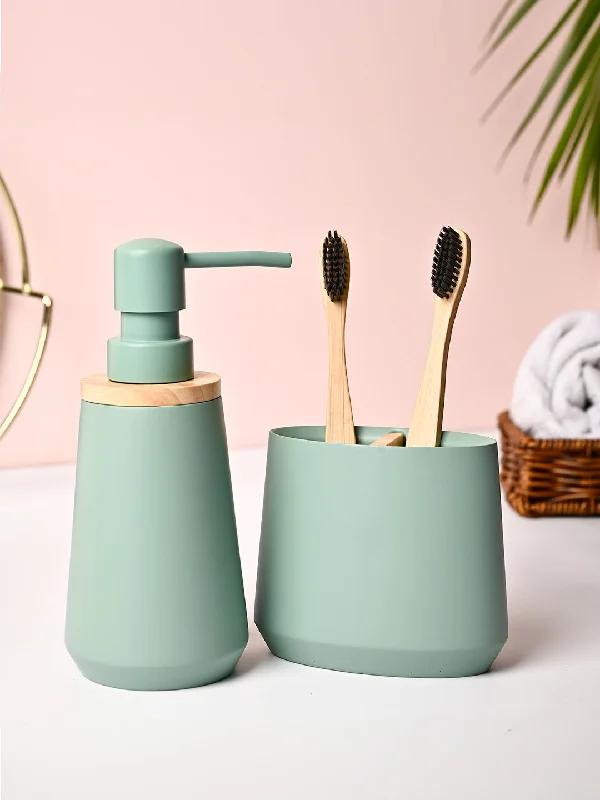 VON CASA 2Pcs Green Polyresin Bathroom Set