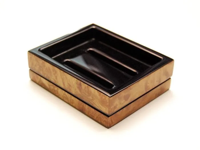 Walnut Burl Inlay Lacquer Soap Dish