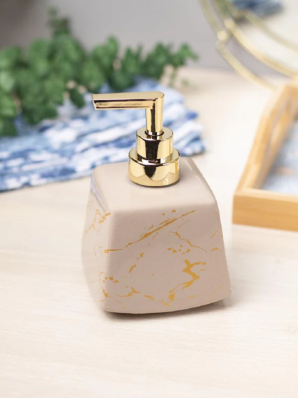 Brown Ceramic Soap Dispenser - Stone Finish, Bath Accessories