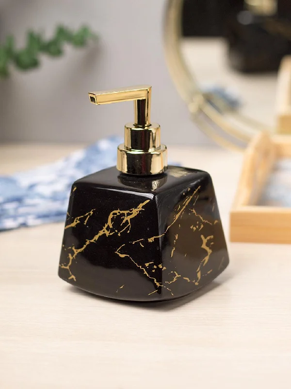 Black Ceramic Soap Dispenser - Stone Finish, Bath Accessories