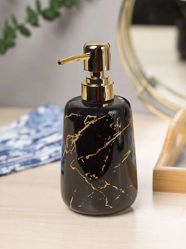 Black Ceramic Liquid Soap Dispenser - Stone Finish, Bath Accessories