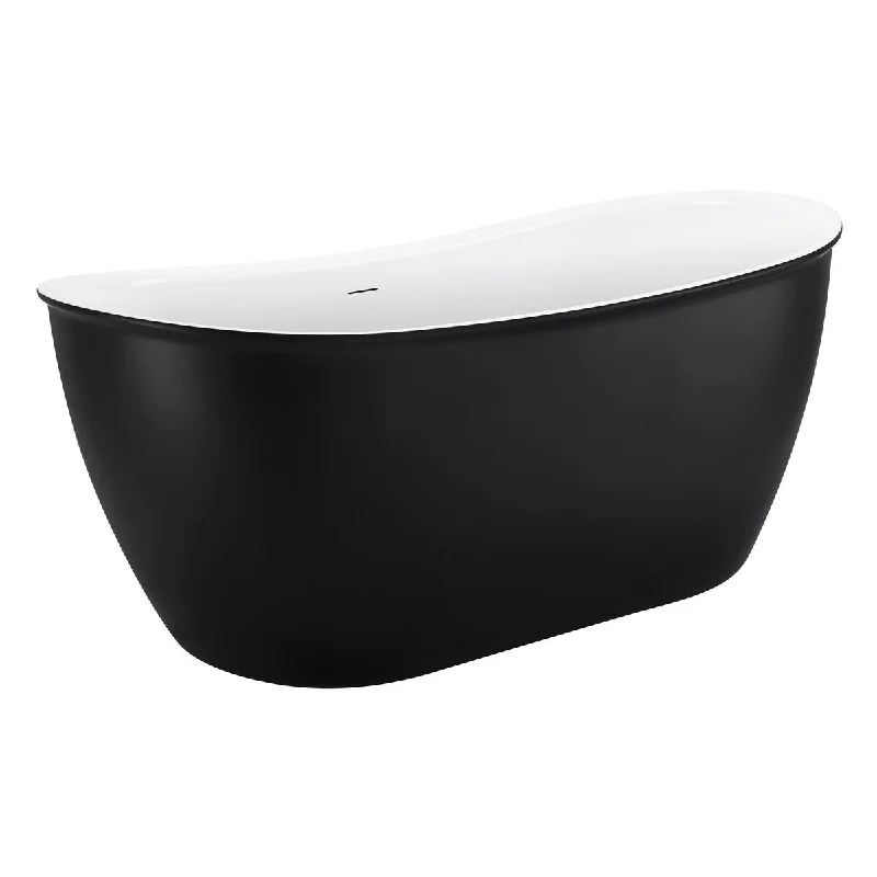 59" 100% Acrylic Freestanding Bathtub，Contemporary Soaking Tub，black