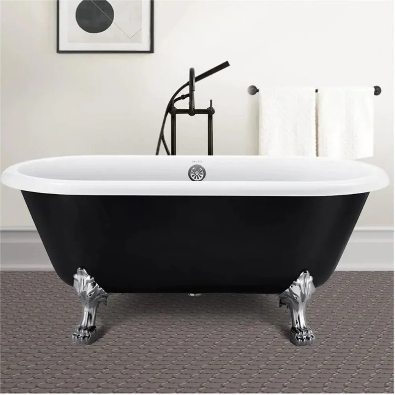 59" 100% Acrylic Freestanding Bathtub，Contemporary Soaking Tub，black