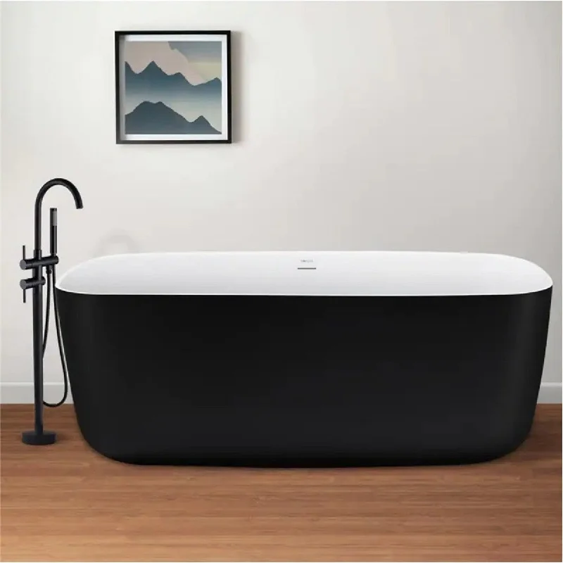 59 in. Acrylic Freestanding Bathtub Gracefully Shaped in Black