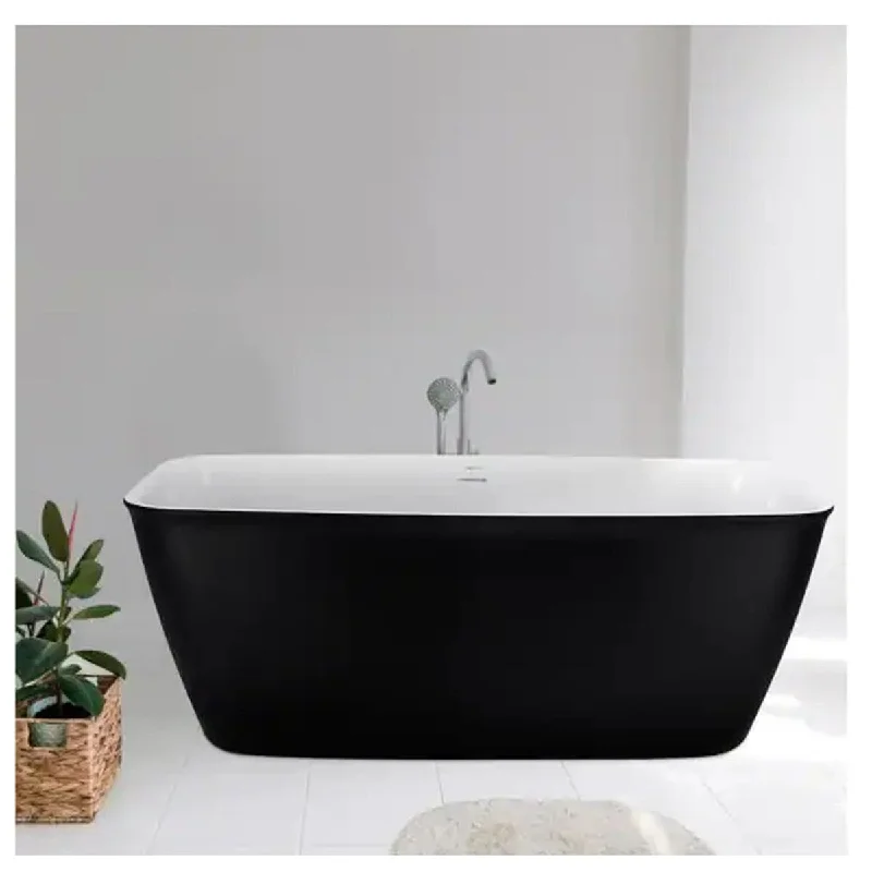 59 in. Seamless Acrylic Flatbottom Freestanding Bathtub- Soaking SPA