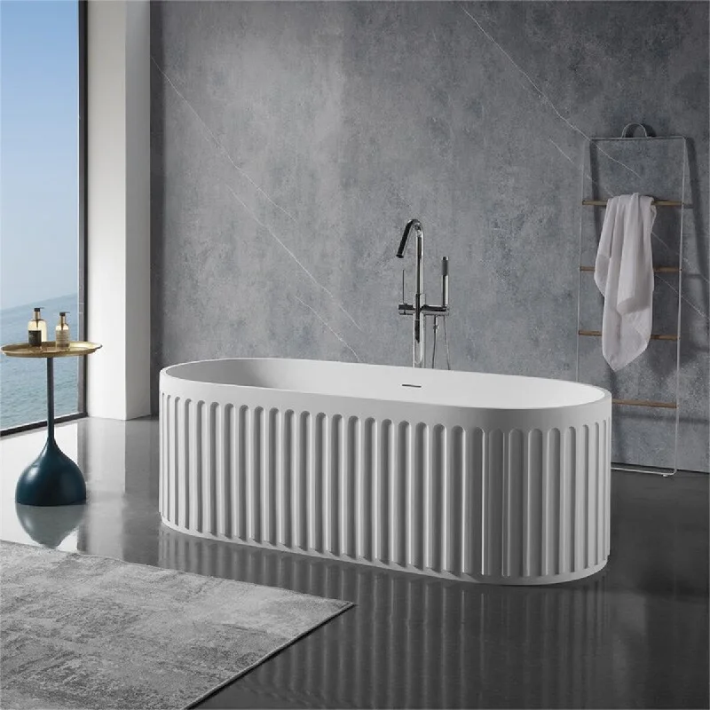 67"x 29.5"x 21.7" Solid Surface Freestanding Bathtub