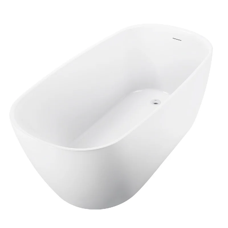 EPOWP 59" 100% Acrylic Freestanding Bathtub，Contemporary Soaking Tub