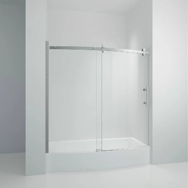 EPOWP Frameless Curved Bathtub Shower Doors 60" Width x 58" Height