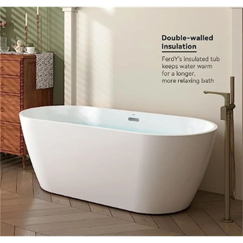 Modern Oval Acrylic Soaking Bathtub